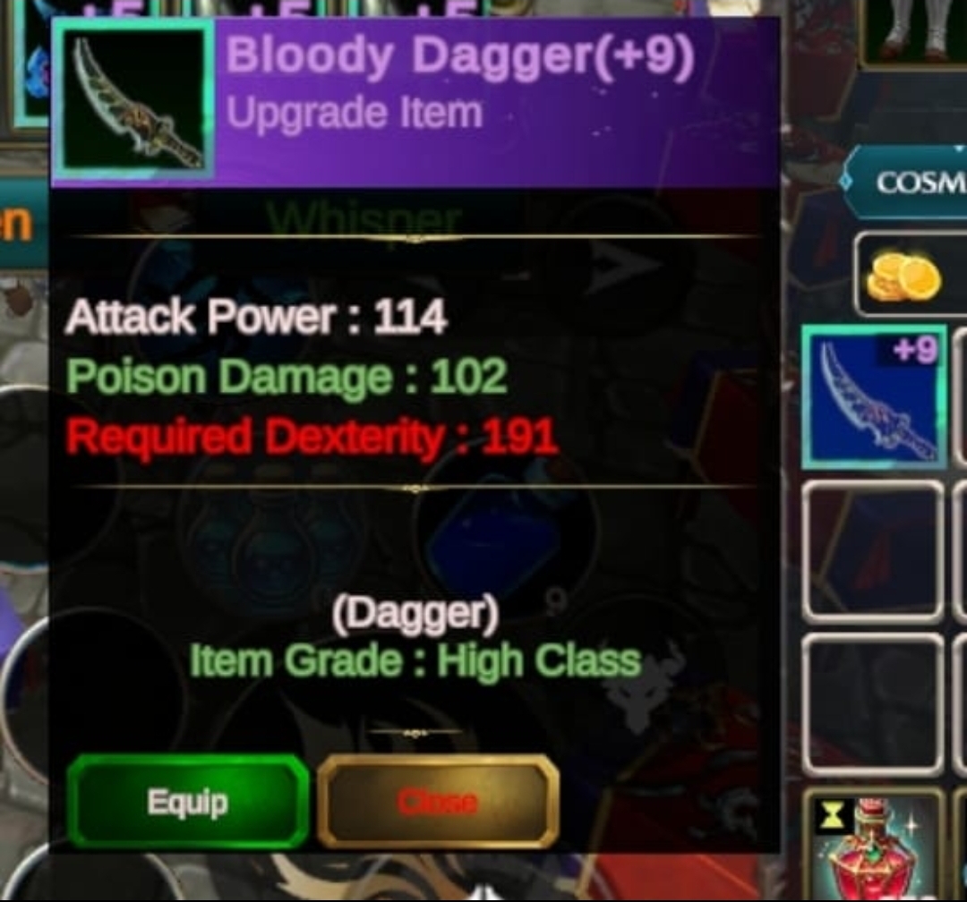 Dagger 9 +9 BLOODY DAGGER (+9 MD ) - Klasgame.com