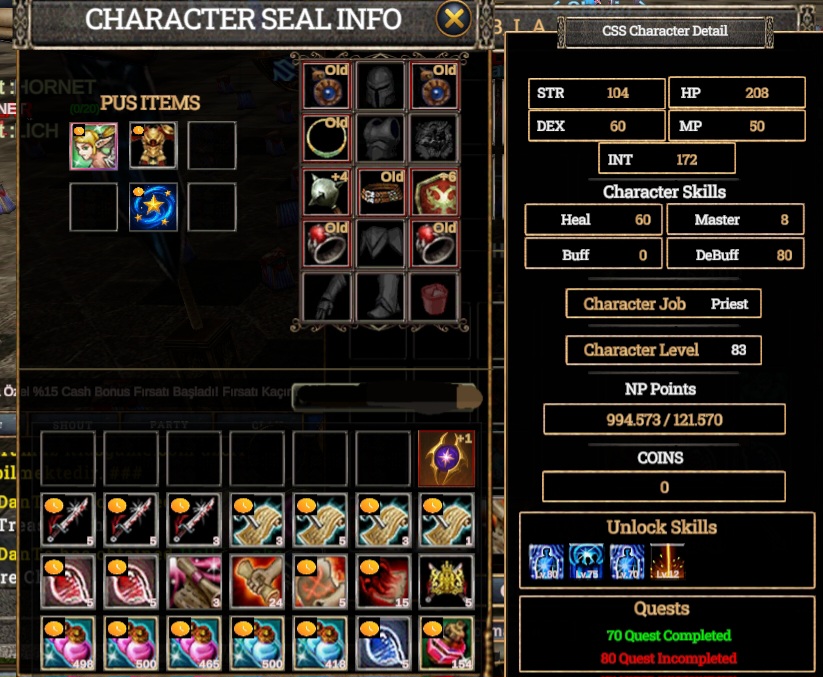 +6 QUEST KALKAN 4 TÜM SKİLLERİ AÇIK PRİEST FULL TAKILI