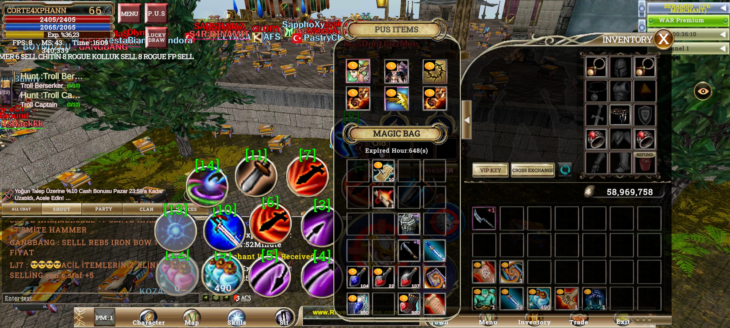 66 FULL PUS PAKET 657 saat REB 1 SHARD 59M İCİNDE