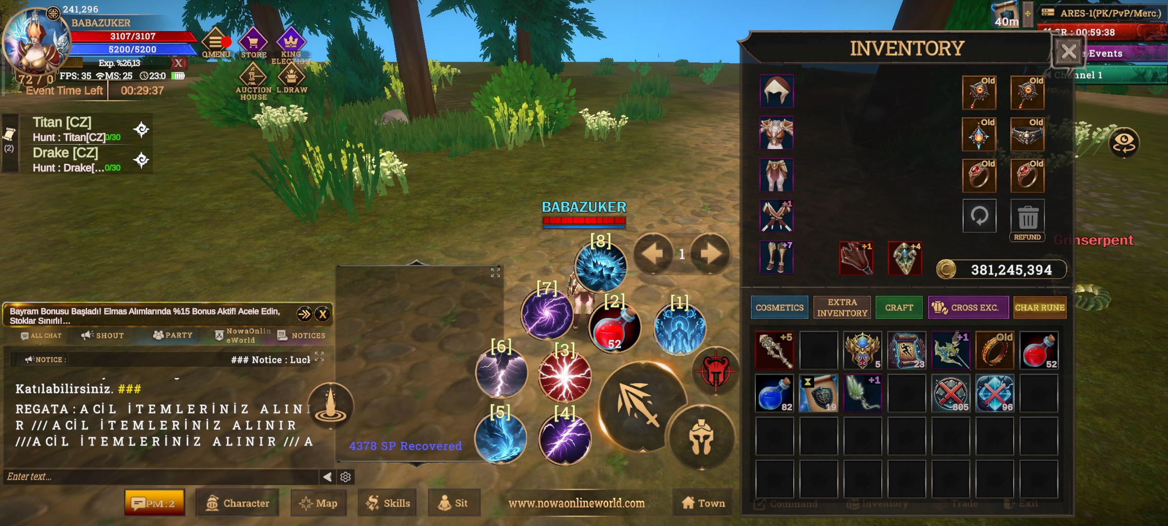 72 lvl 828 K np li 70 skilleri açık mage