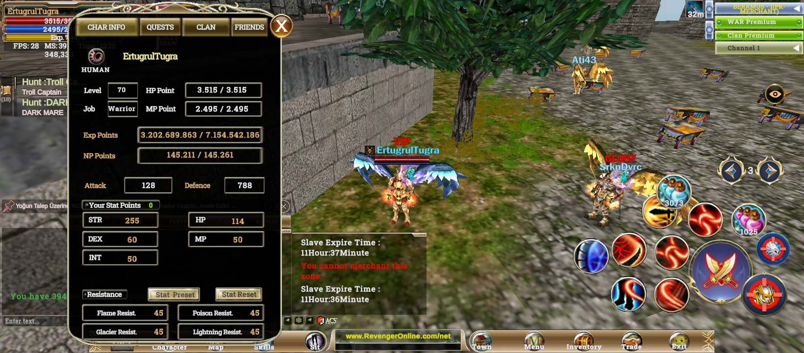 Full pus 70 Warıor 140k np boş char