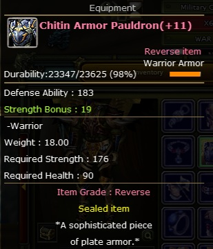 Warrior Chitin Armor Pauldron +11