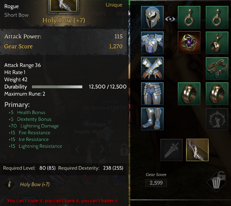17 lv relic 7 holy bow toplamalı rogue