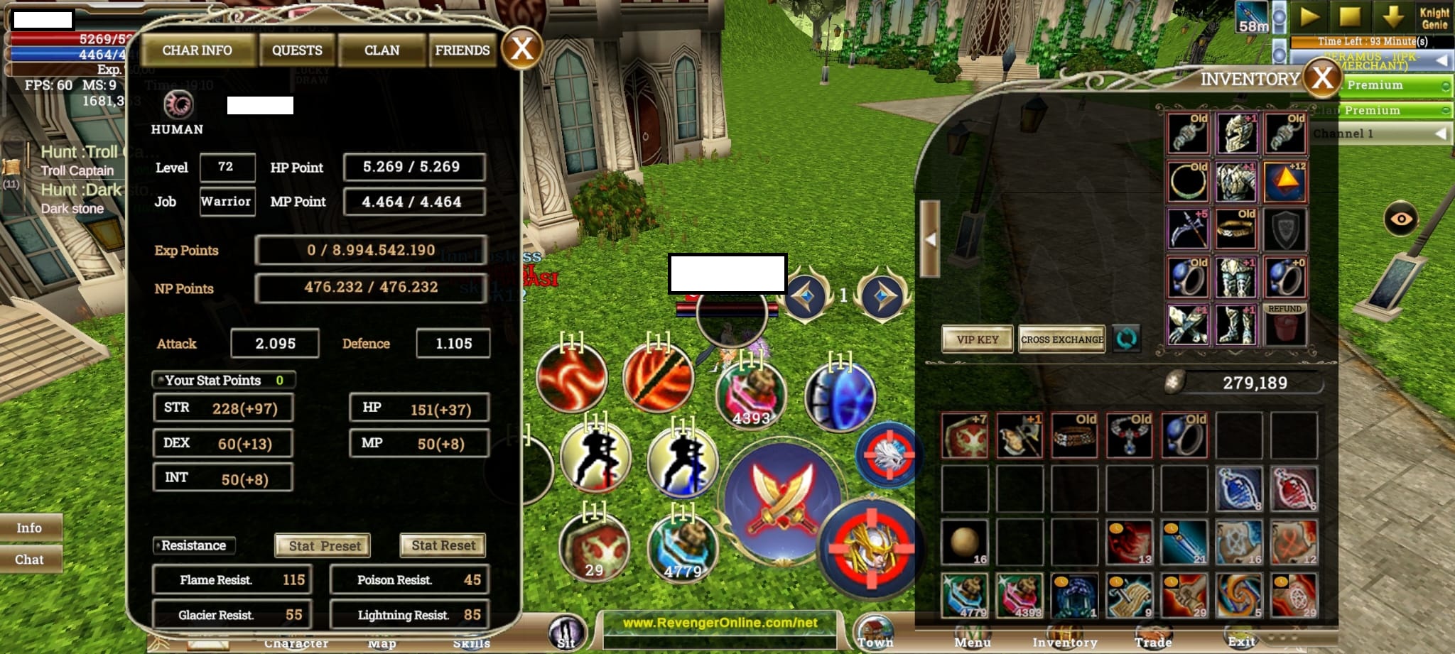 +7 Quest kalkan,8 Raptor, 7 Shell setli 70 açık Warrior