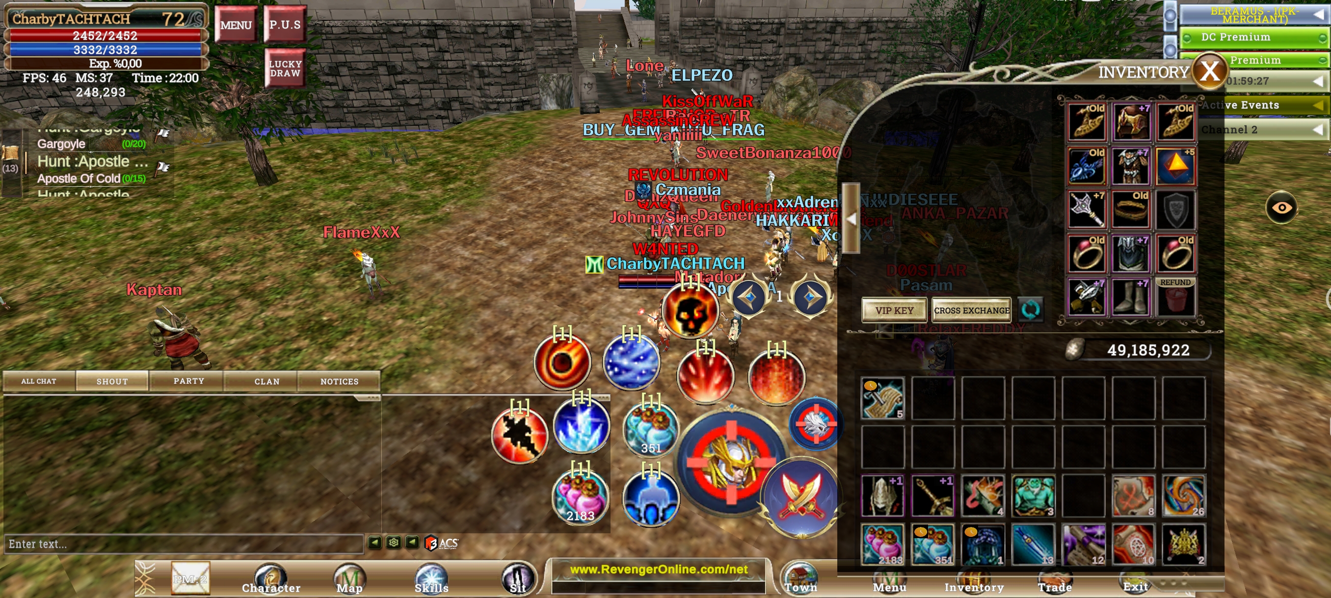 72 Level 70 açık +7 quest +5 talisman Mage