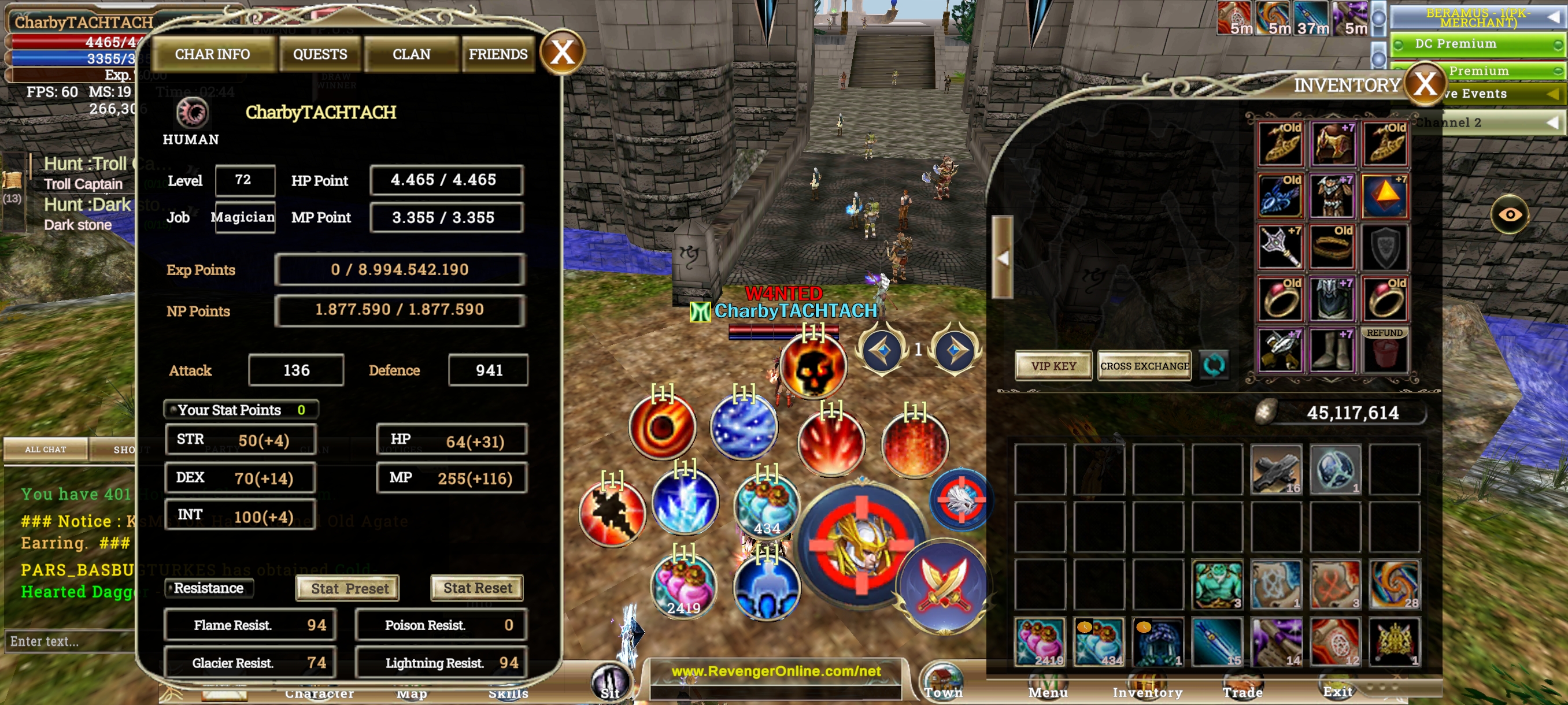 72 Level 70 açık +7 quest +7 talisman Mage
