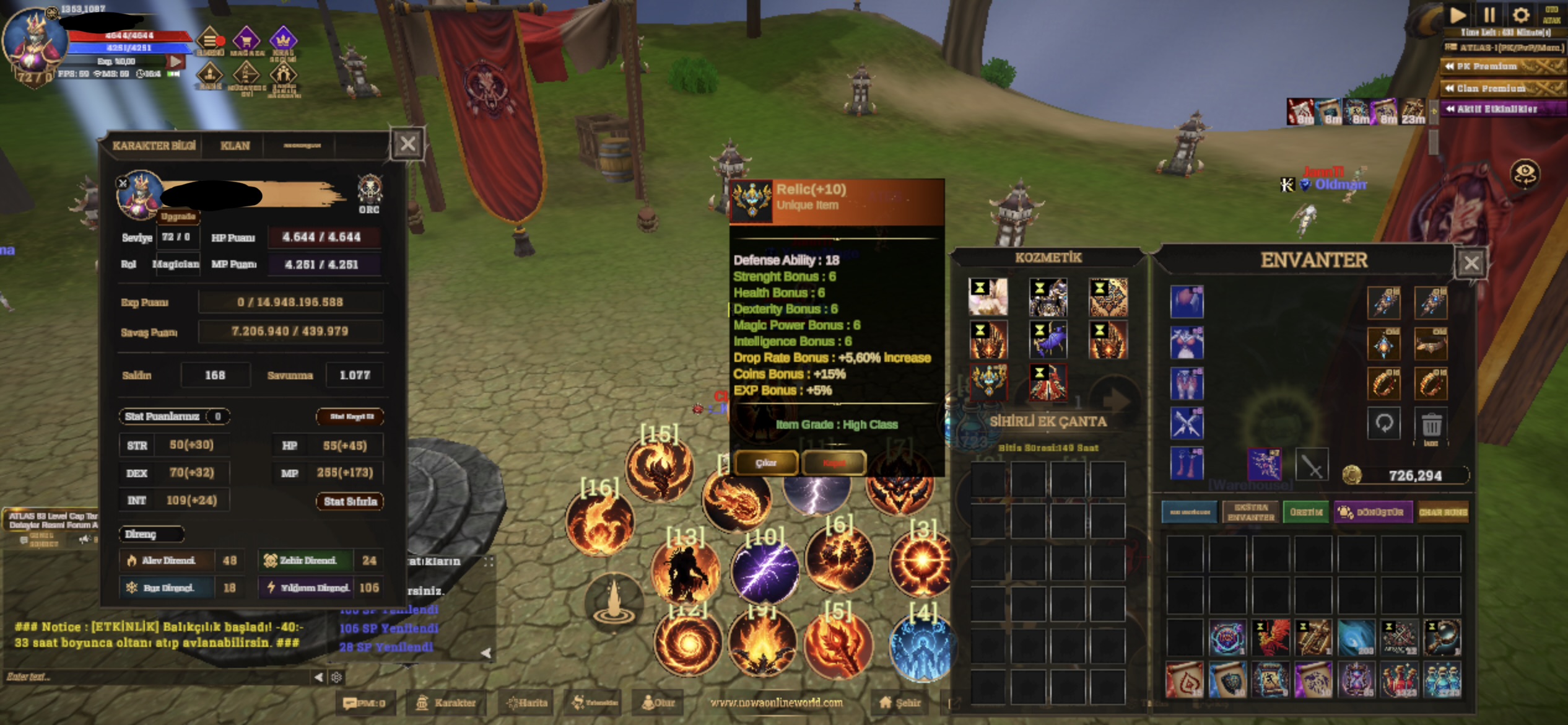 72 LVL +10 RELİC MAGE 70 SKİli açık
