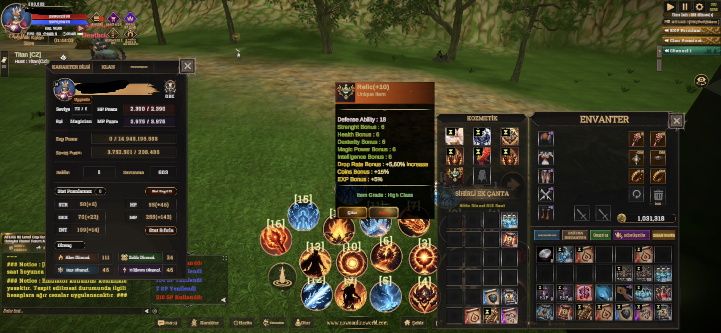 72 LVL 70 SKİL AÇIK 10 RELİC MAGE