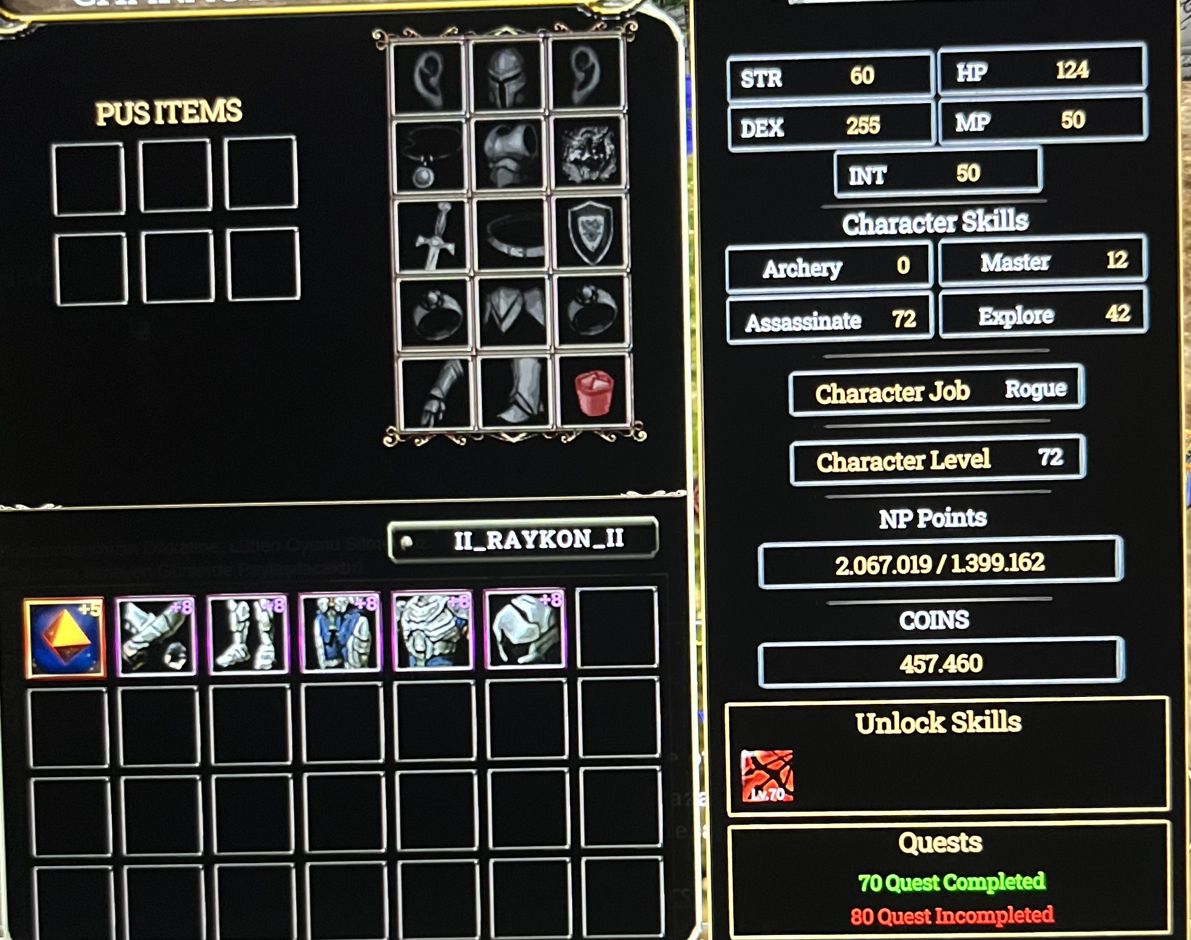72 lvl okçu