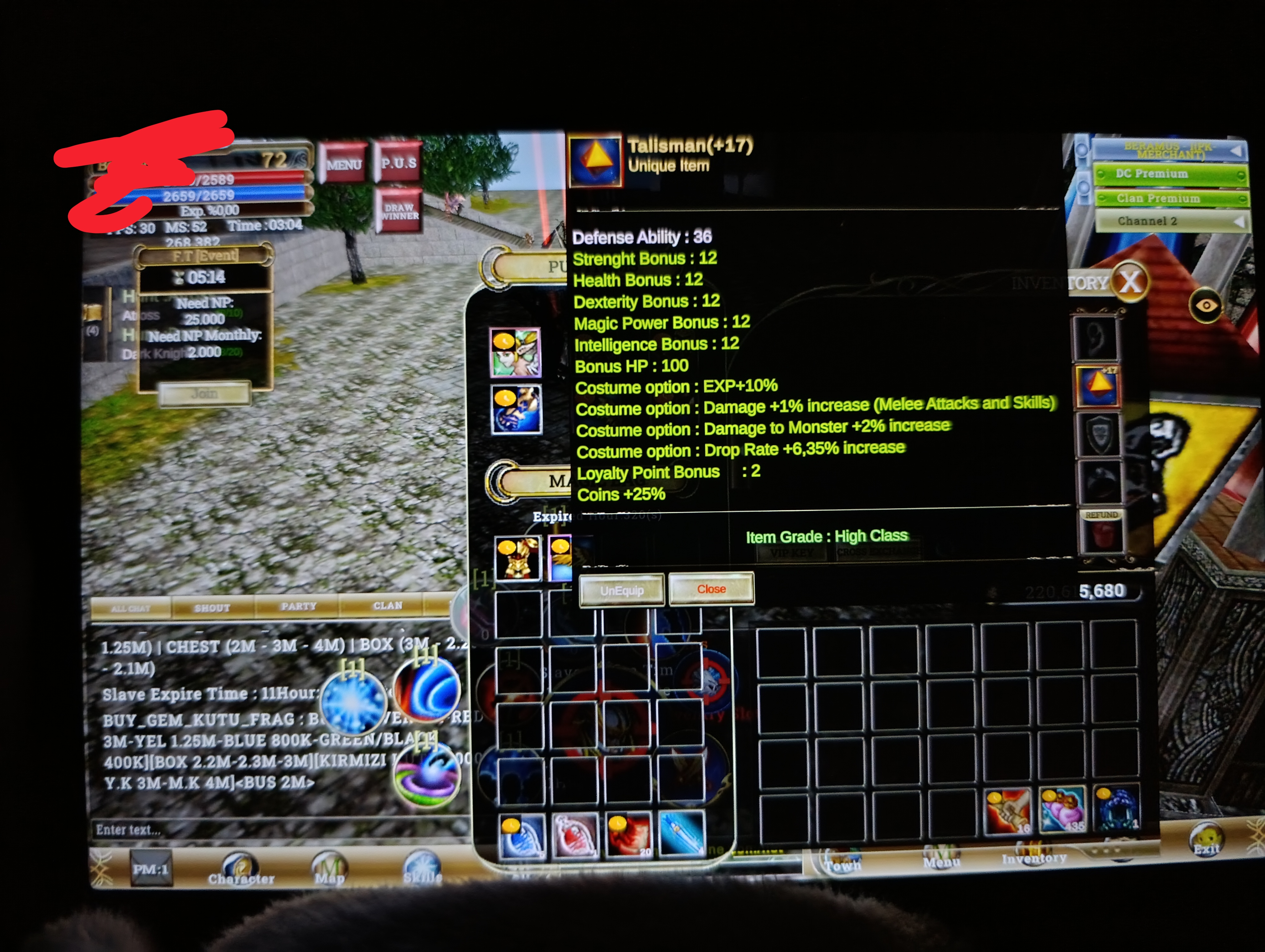 72 Priest +17 Talisman - Helish Açık - Quest Duruyor