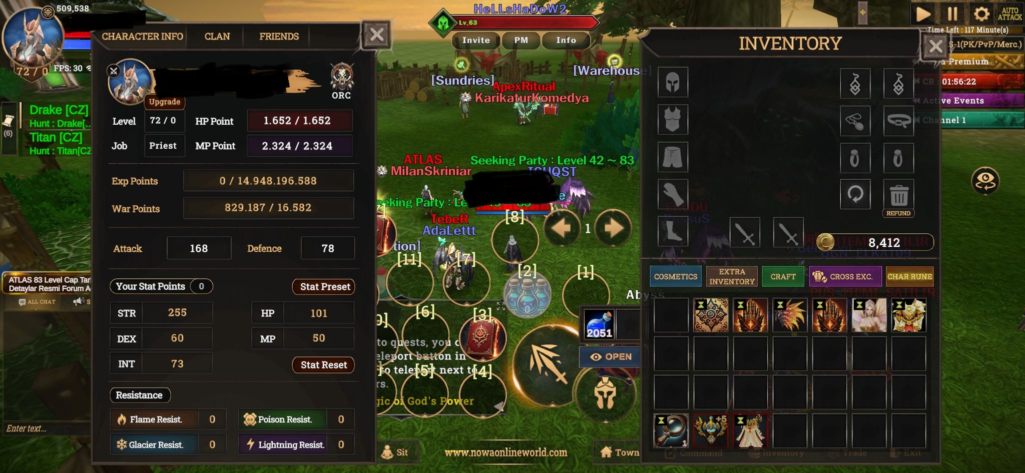 72 Skill Açık +820k NP'li +5 Relic Priest