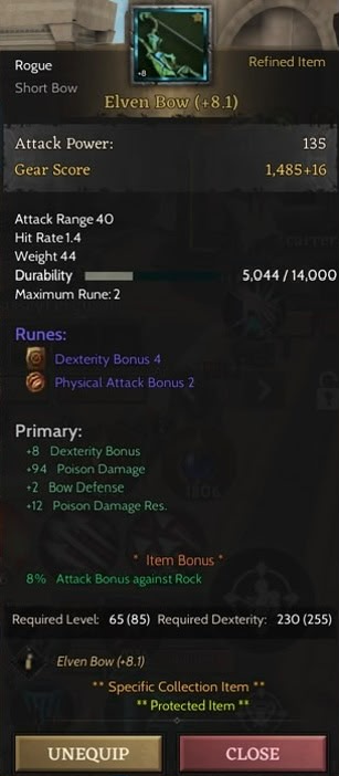 +8 Elven Bow ( 2 Physical 4 Dex Rün )