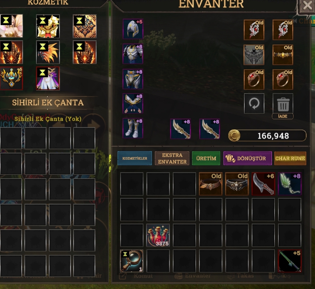 800k np 70 skil acık - +6 quest dagger- Ful +8 titan -  dual +8 bloody - +8 ıronshade bow