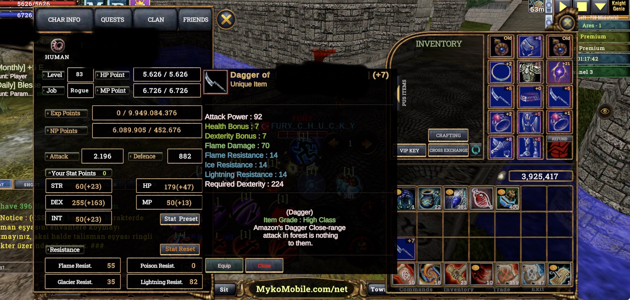 83 lvl Full Skill 7 quest Fs 21 Talisman 6m np itemli pkya hazır Asas