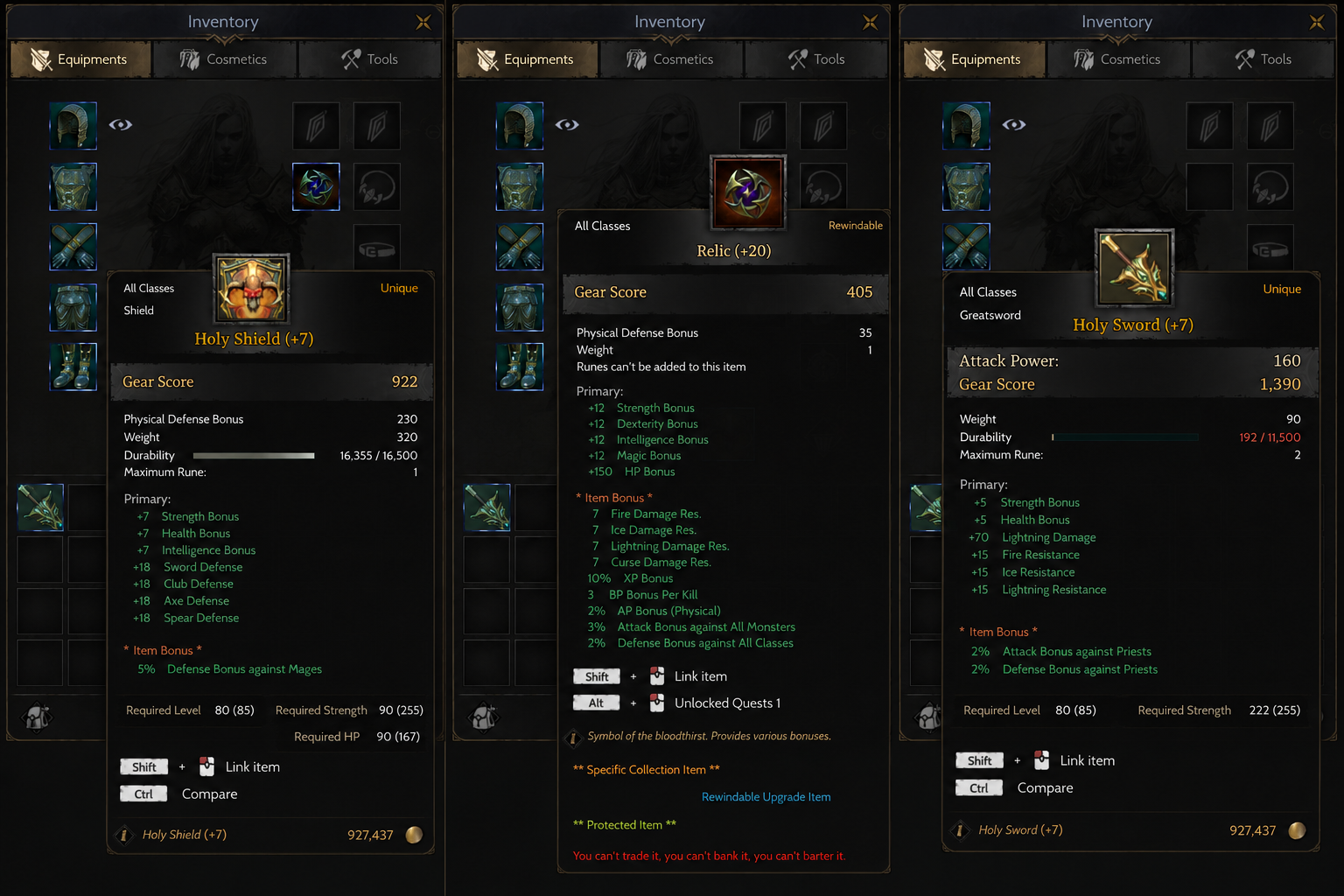 85/5 GM1 | RELİC +20 | +7 HOLY SHİELD | +7 HOLY SWORD FULL SKİLL