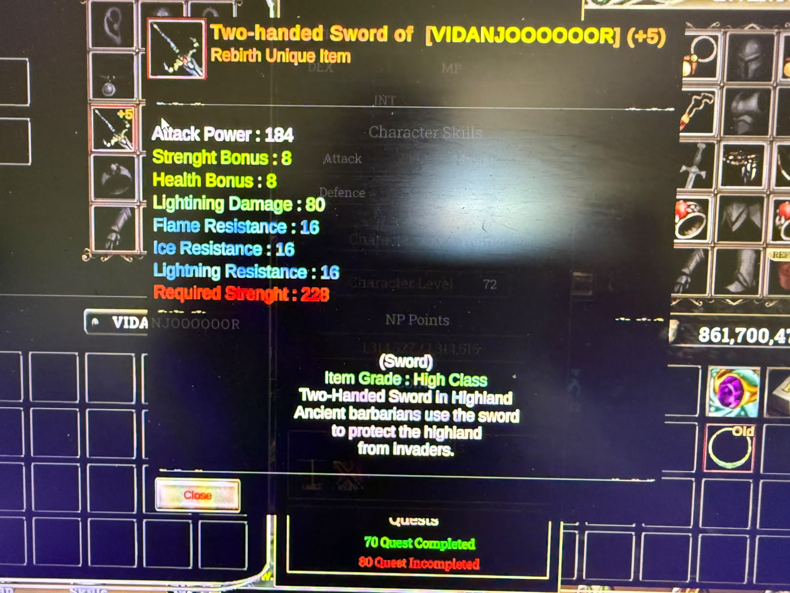 BERAMUS +8 QUEST MS WARRİOR 70 AÇIK 72 LVL
