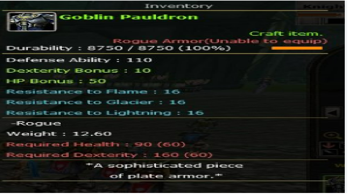 GOBLİN ROGUE CHİTİN PAULDRON