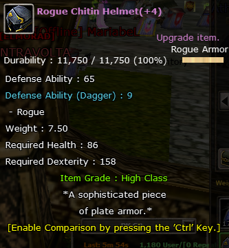 ROGUE CHİTİN DD KAFALIK +4 DAGGER DEF 9