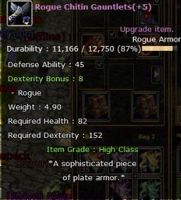 SELL ROGUE CHITIN GAUNTLETS +5