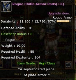 SELL ROGUE CHITIN PADS +5