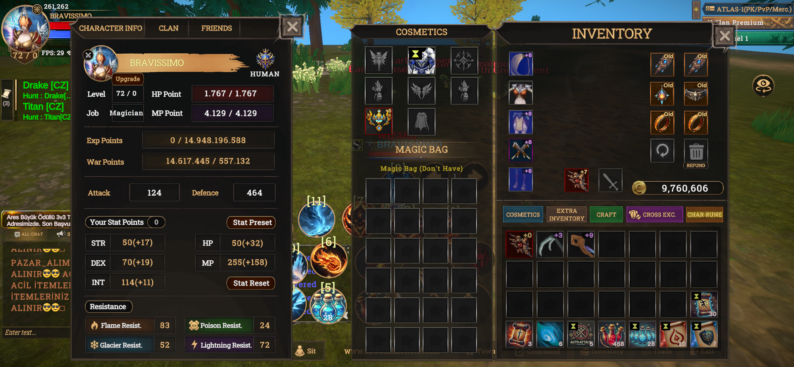 Yüksek NP, 70 açık 72 Mage, İtemli