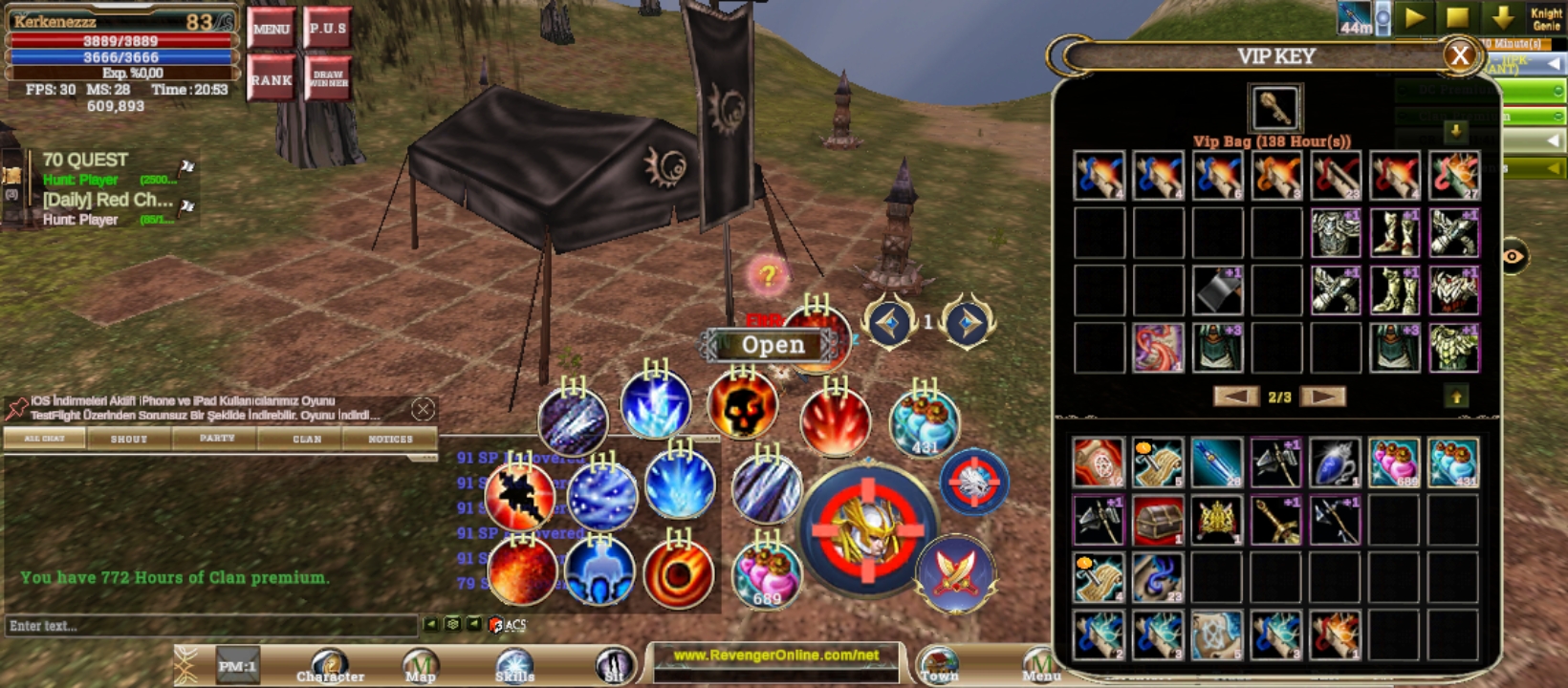 70 skill acik questler hazir mage