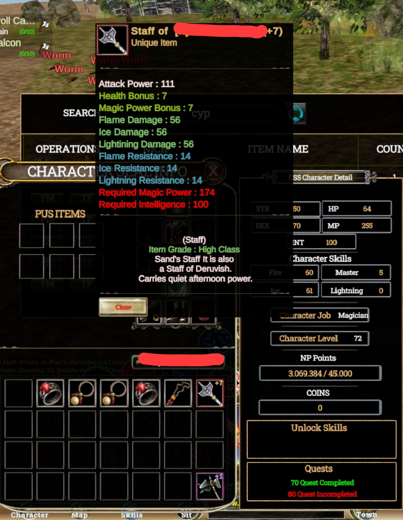 72 LWL MAGE +7 QUEST STAFF