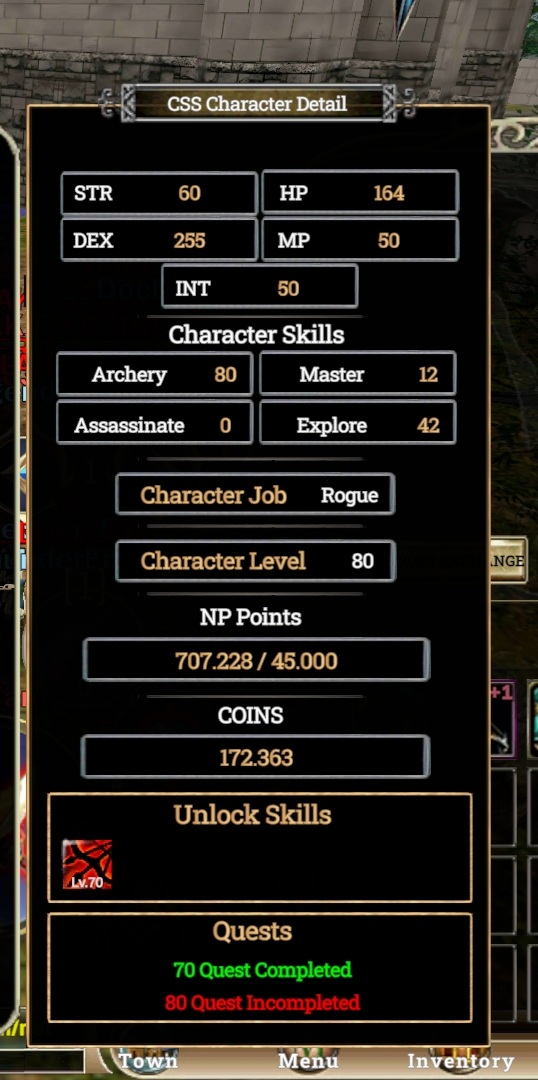 80 lvl 70 skili acik 700k Np Char (Ringte)