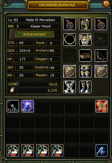 83/3 minimal hazır archer İtemli - 4 exp jar  extra var