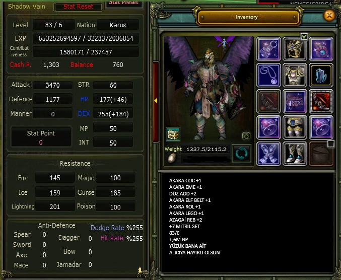 83/6 -----  1.6M NP ARCHER İTEMLİ HAZIR.