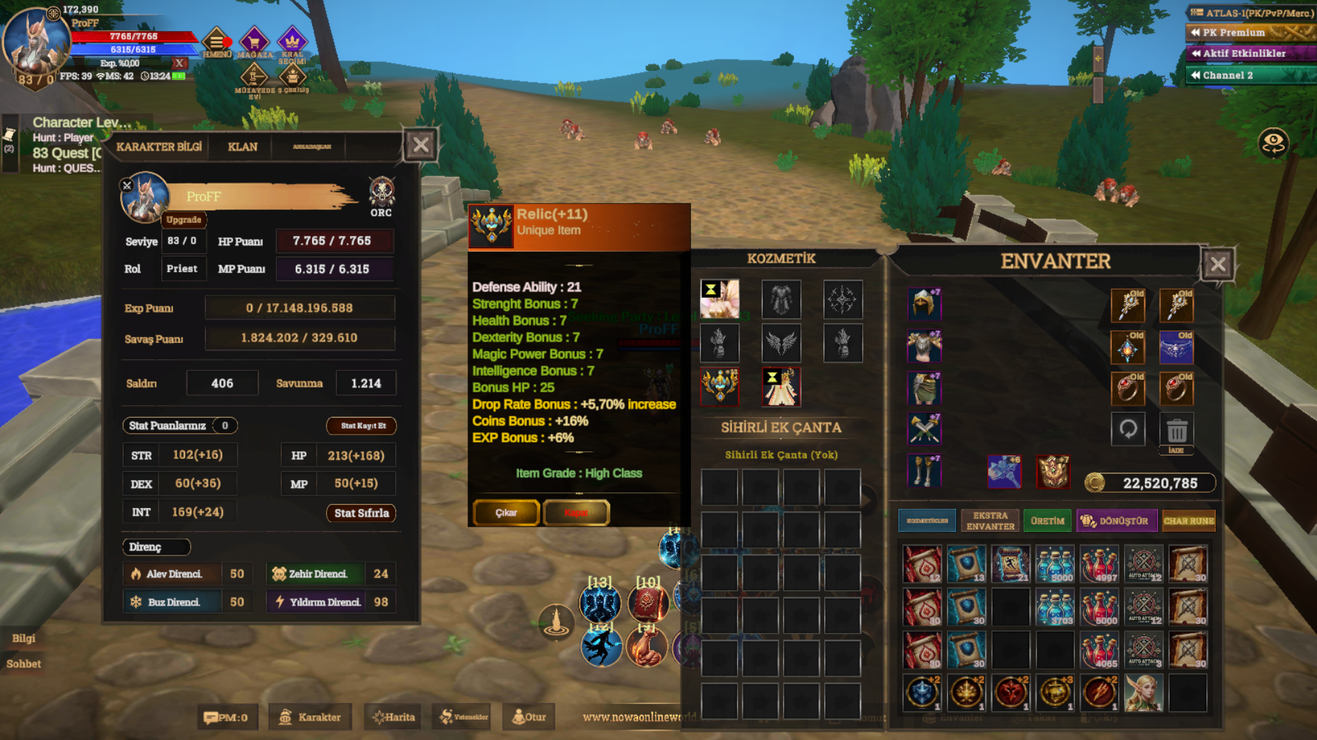 83 Lv. +6 Quest Mace'li İtemli Priest