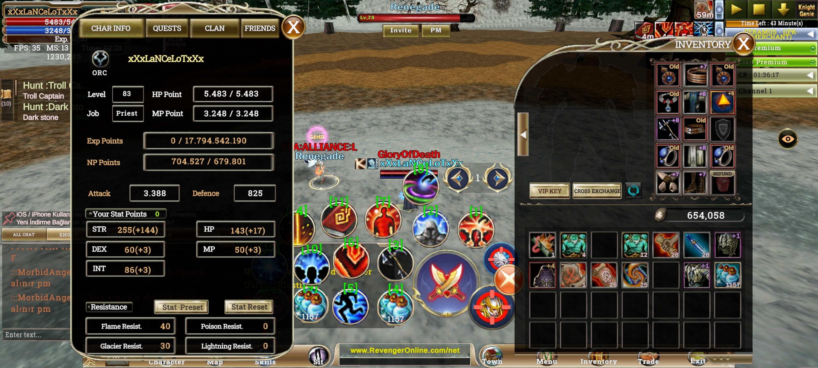 83 lvl itemli priest 72 skili açık 83 quest duruyor