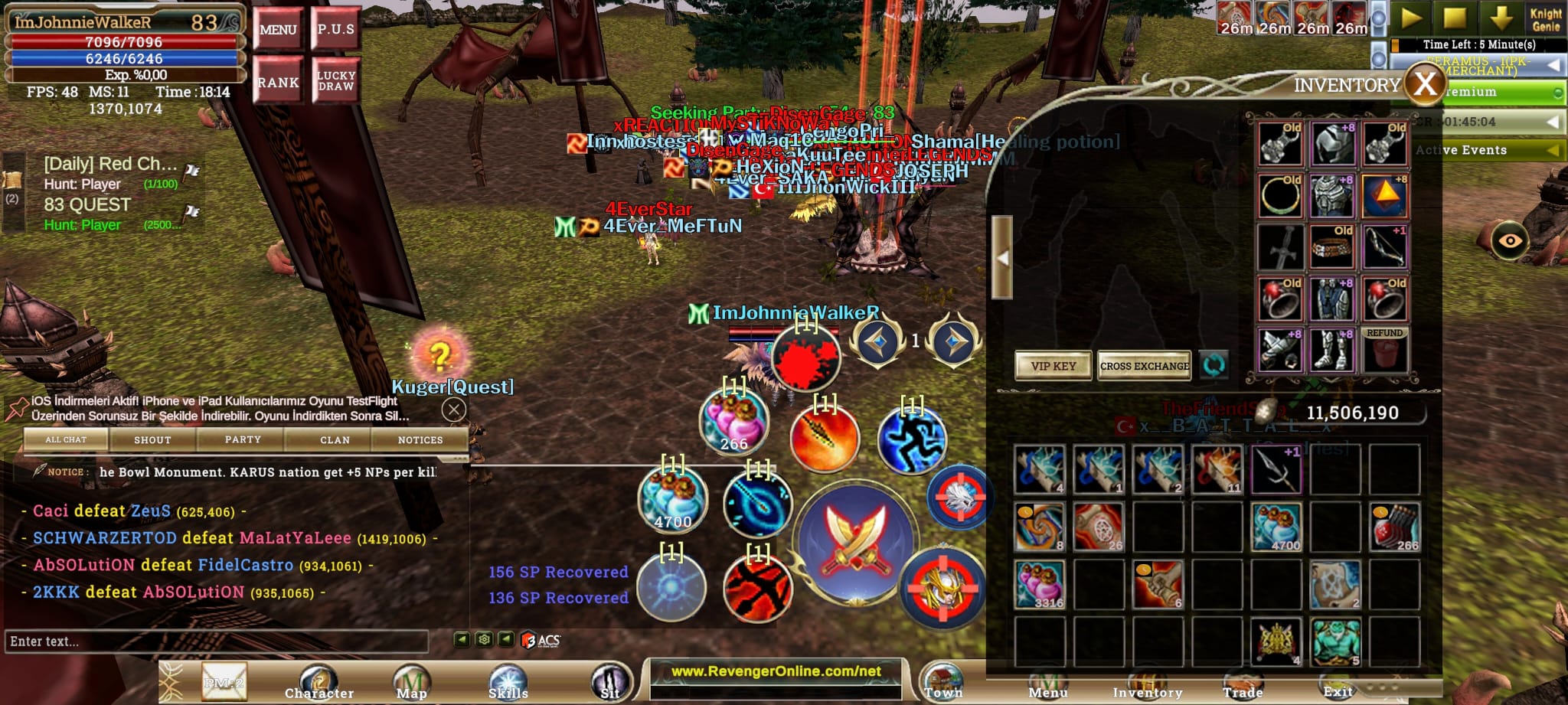 83 lvl rogue 2.250m np 70 80 skili acık