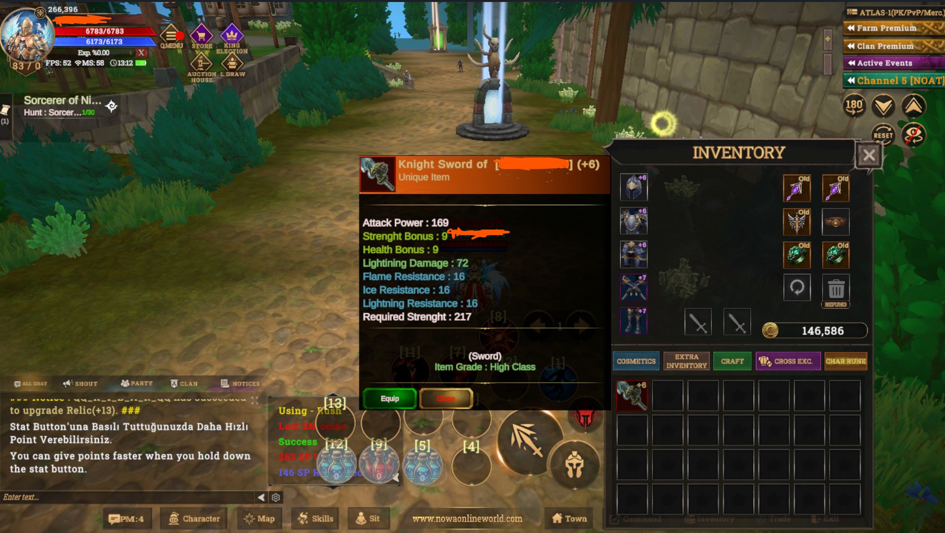 83 lvl warrior +6 questli