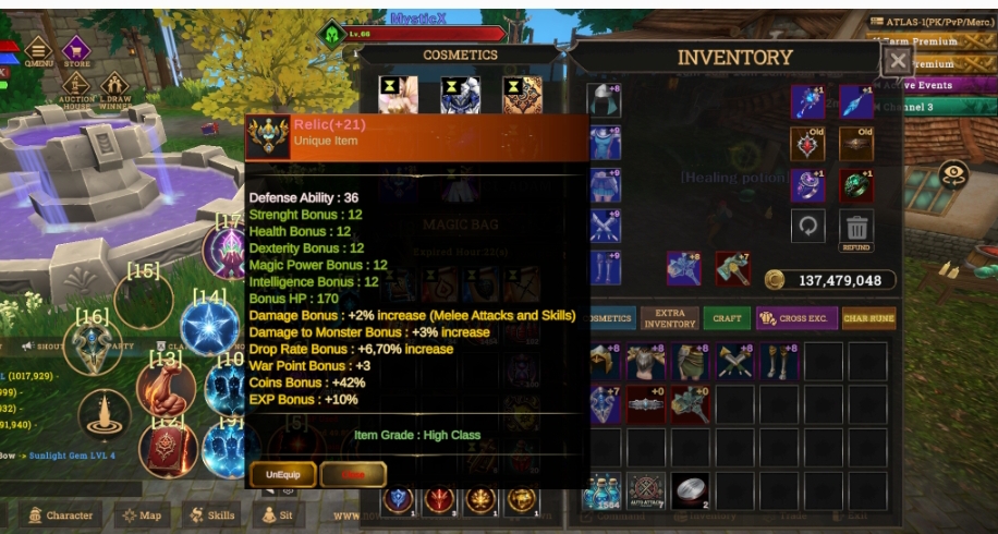 83 LWL PRİEST +8 SH +7 GİANT ROCK BREAKER +21 RELİC +7 QUEST KALKAN