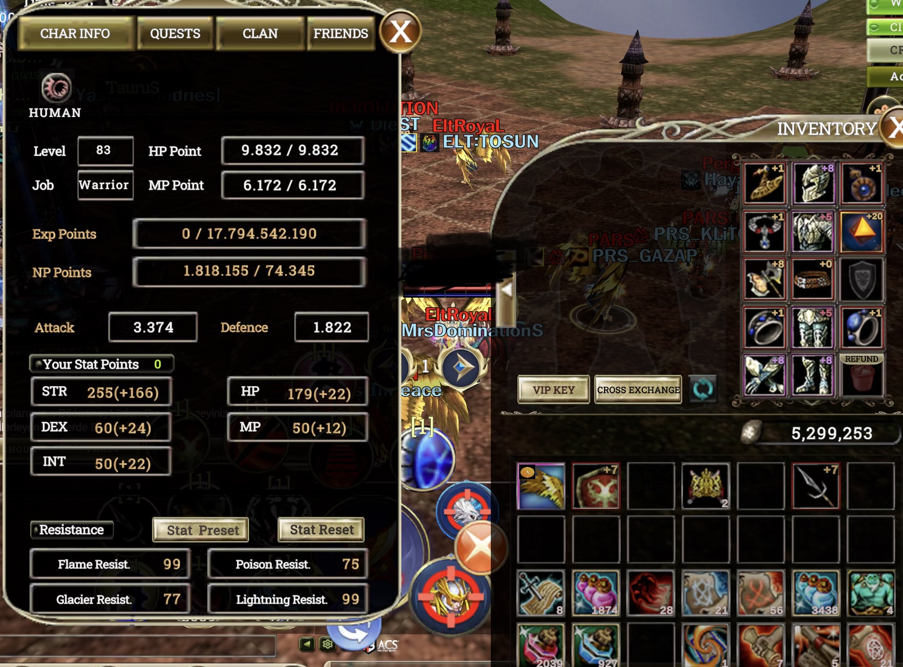 83 warrior 20 talisman 7 quest kalkanli pkya hazir