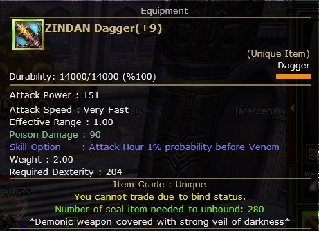 +9 ZİNDAN DAGGER