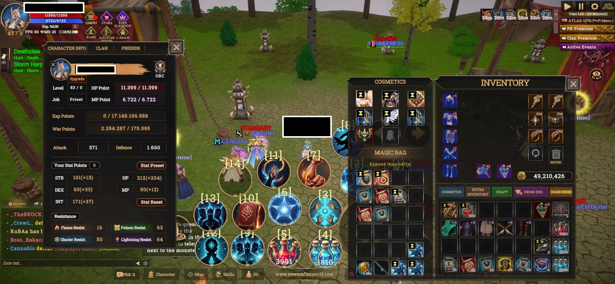 (ATLAS PRIEST) 83 LVL QUEST +6 / +0 KALKANLI / 70-72 SKiLLERİ AÇIK / ELİT PK