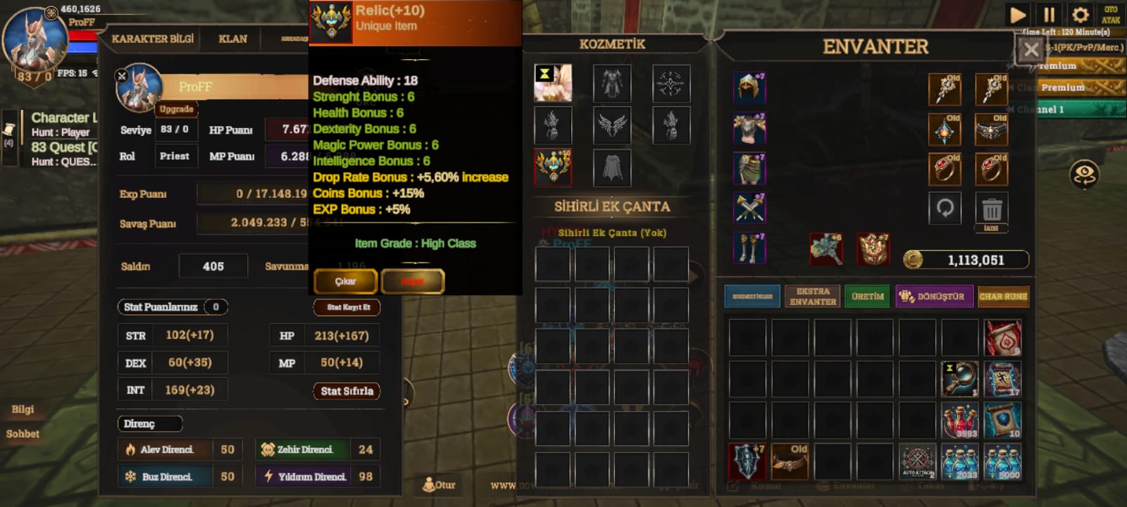 Çift Skill, +10 Relic, İtemli, 2m Np Priest