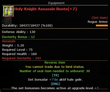 HOLY KNIGHT ASSASSIN BOOTS +7