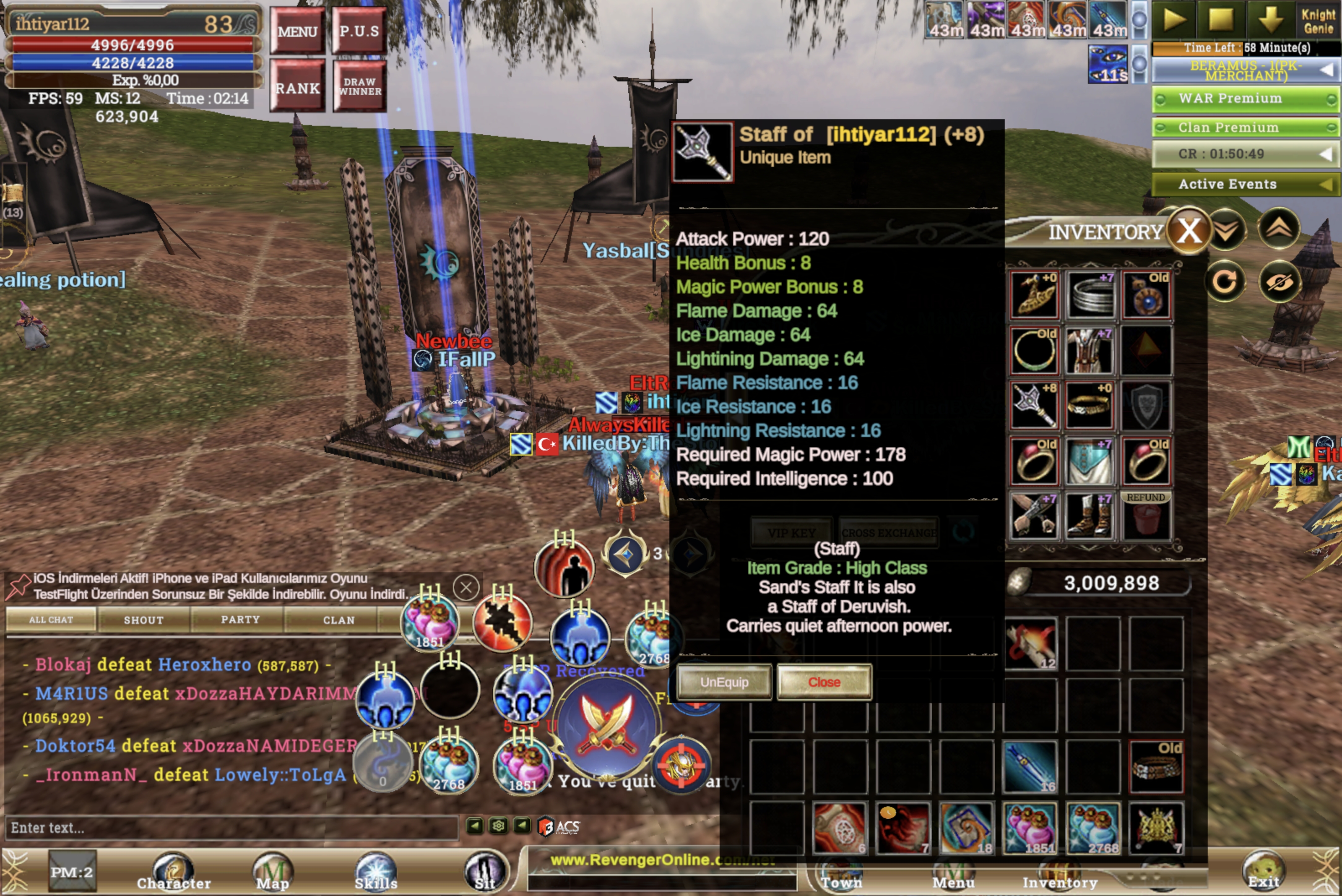 Ques+8Mage 83 level 70 açık