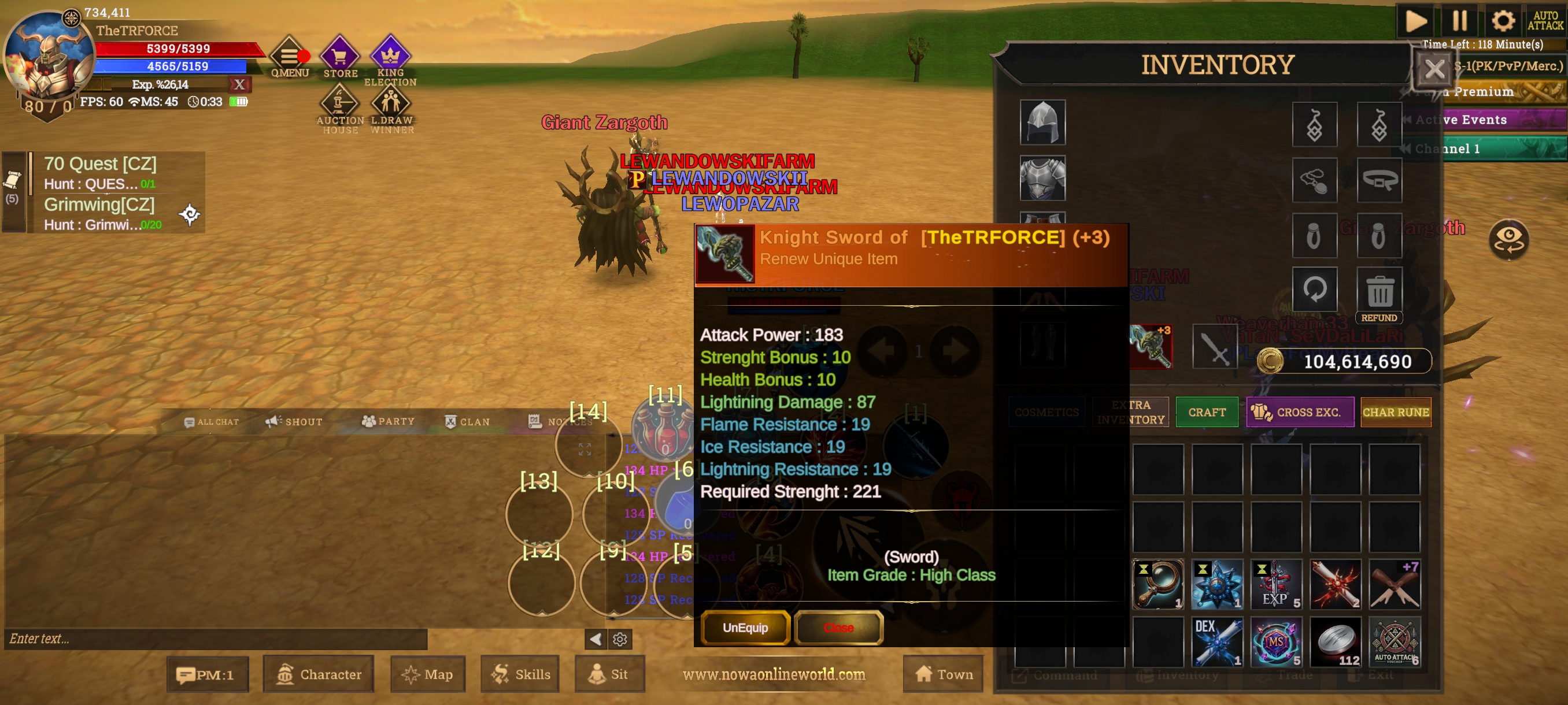 REB +3 QUEST MS Lİ WARRİOR 70QUEST ALINMADI