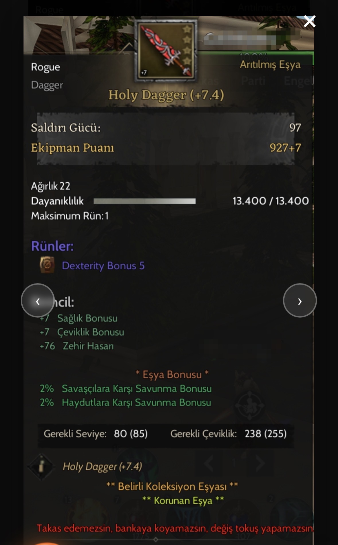 RELİC 18 QUEST DAGGER 7.4 FULL SKİLL ASAS