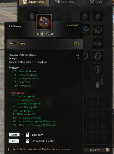 RELİC 20 GM1 TOPLAMALI 85/5 ROGUE SKİLLİ