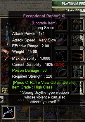 Sell Exp Raptor +6