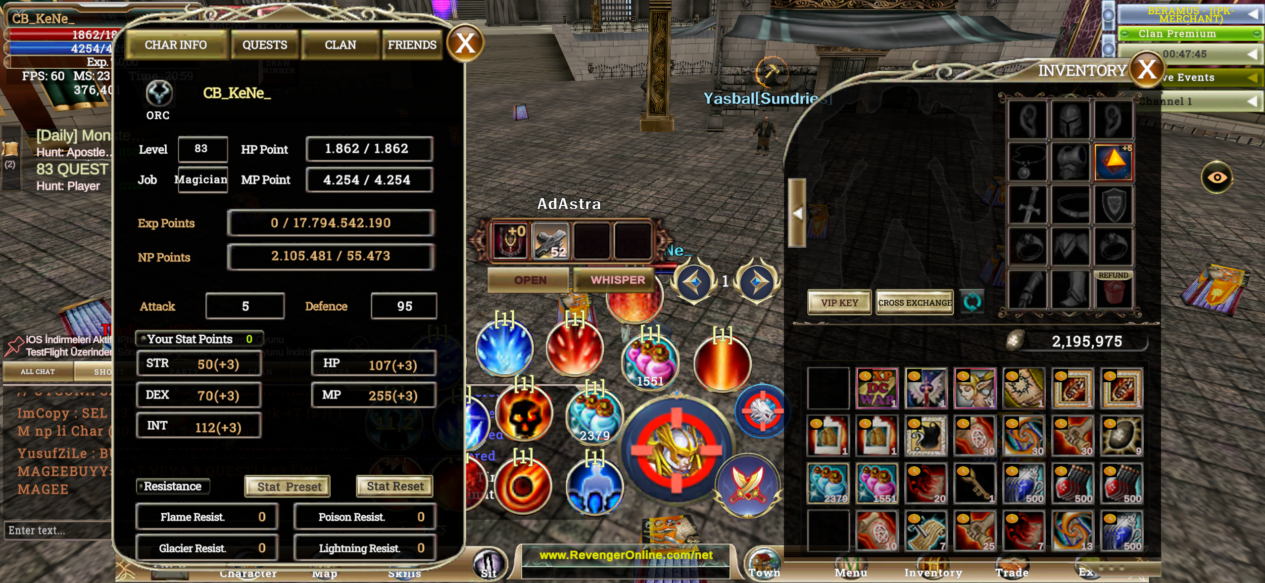 Sell > 83 lvl mage 70 skill açık full kırılmamış pus ile birlikte