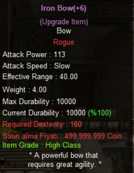 SELLL İRON BOW +6 UYGUN  DREAM KO XACS