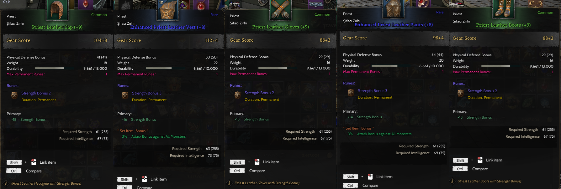 +9 PRİEST LEATHER SET +8 ENHANCED GÖGÜS VE DON