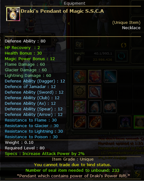 Draki's Pendant of Magic S.S.C.A.