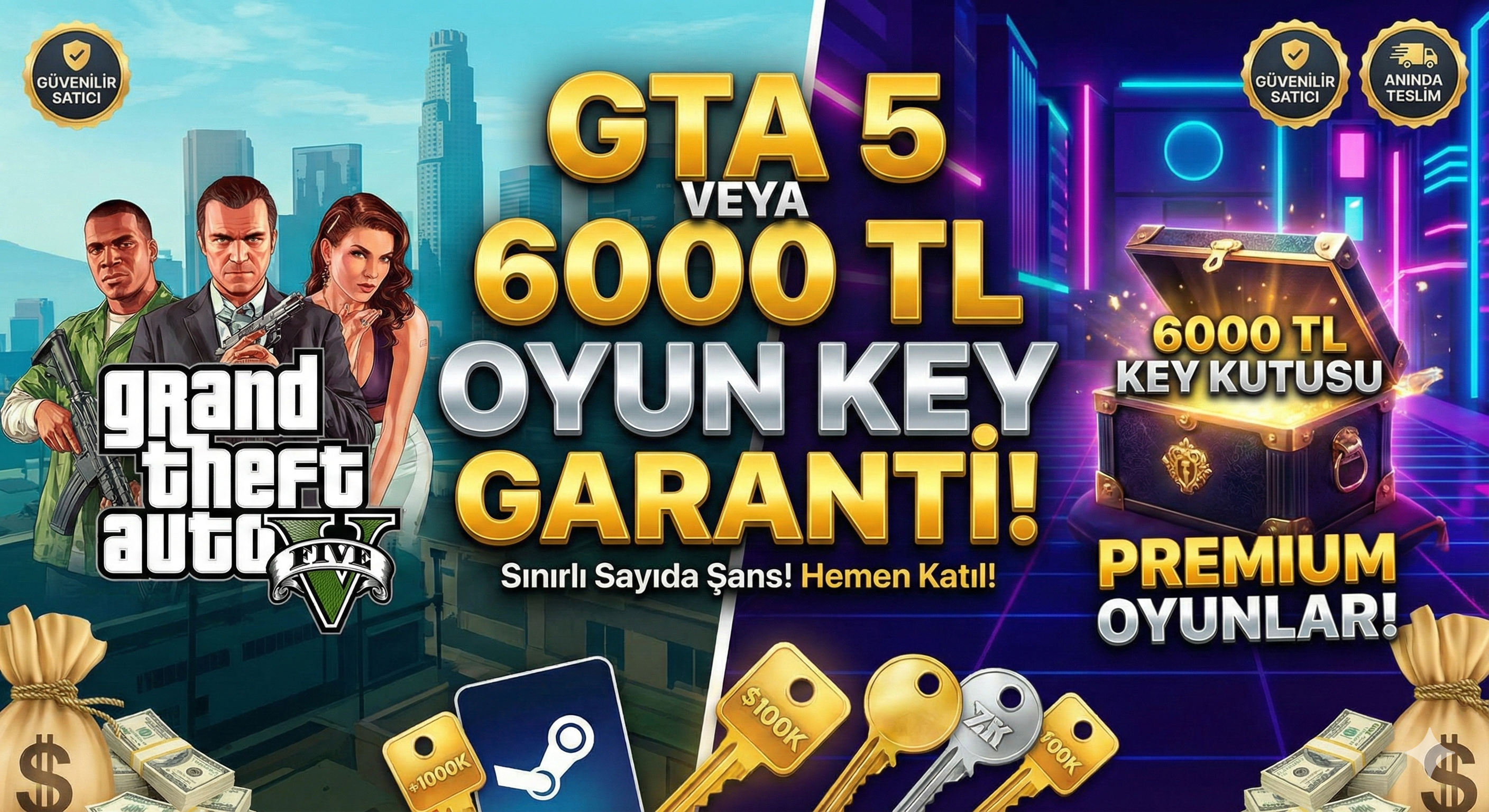 ⭐GTA 5 veya 6000TL Key Garanti!⭐